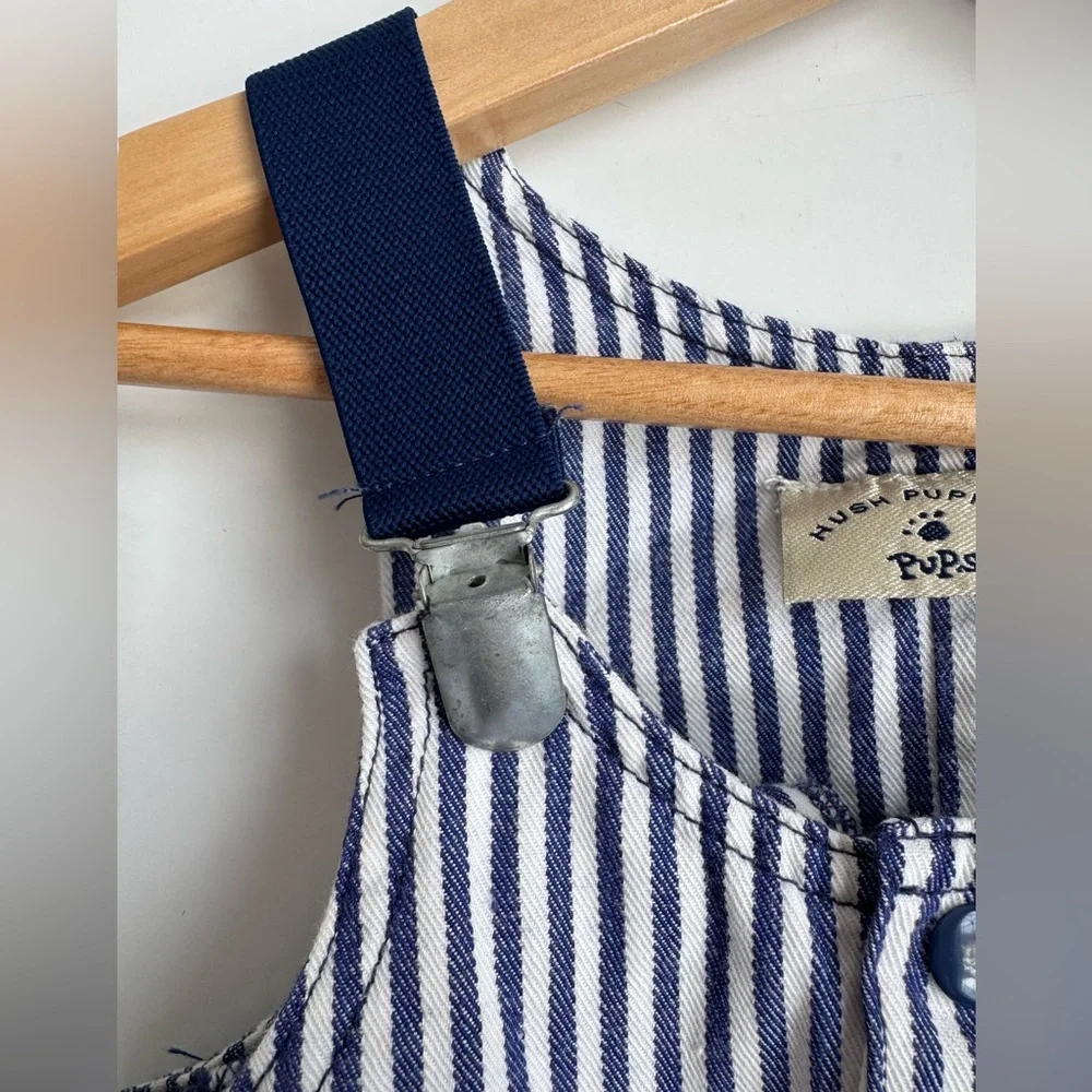 Hush Puppies Pup Blue White Stripe Overall Vintage 6‎ 9 months sail away